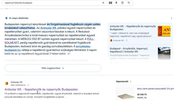 Antisolar eredmények